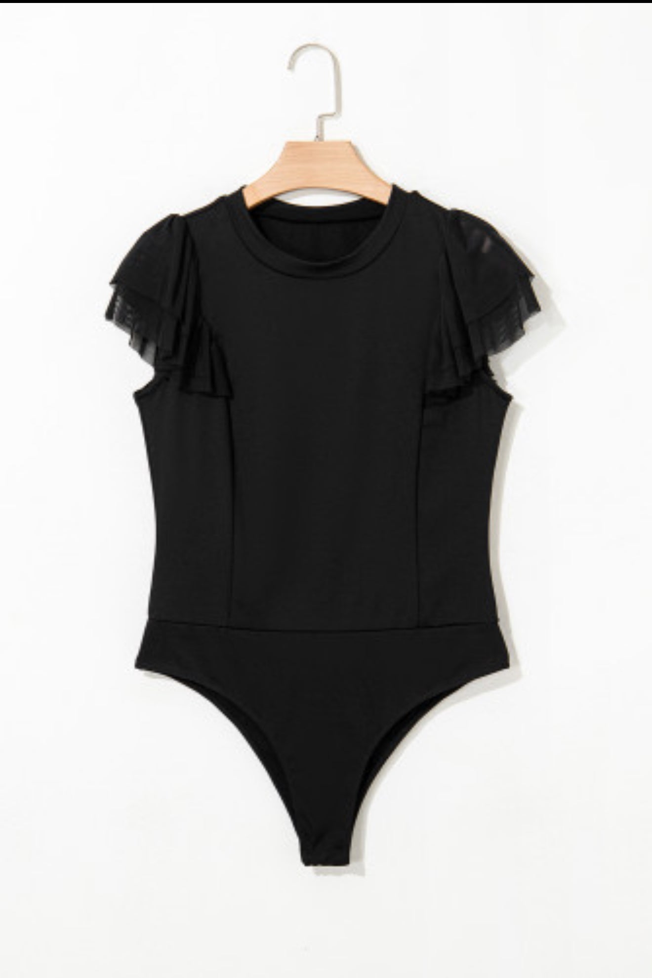 Black flutter sleeve body suit