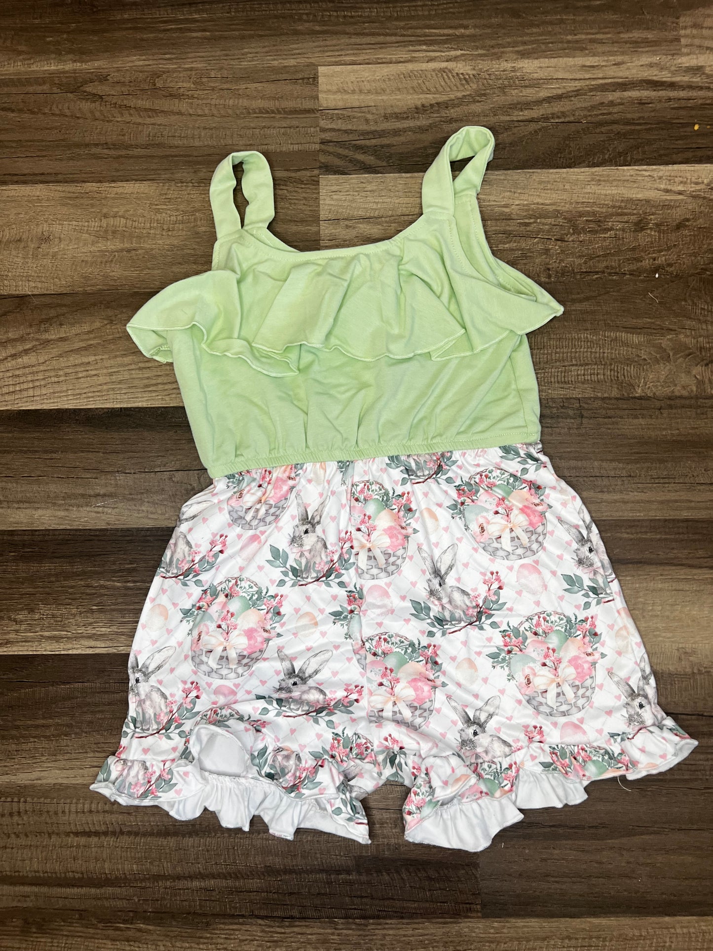 Spring bunny romper onesie 5/6