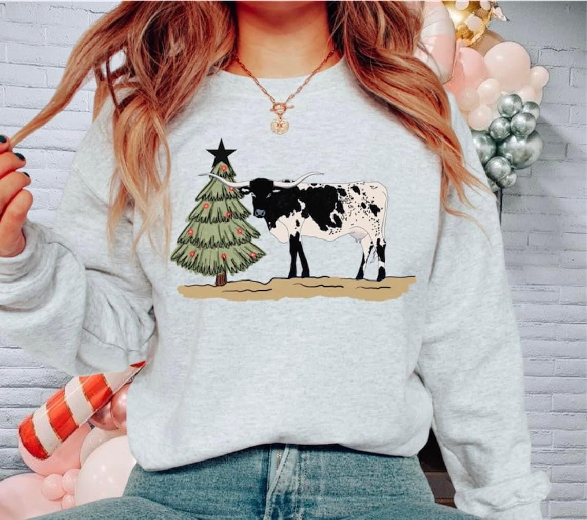 Christmas longhorn sweatshirt