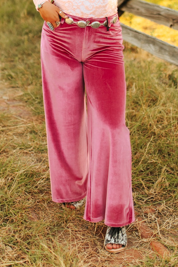Wide leg Velvet pant -pink
