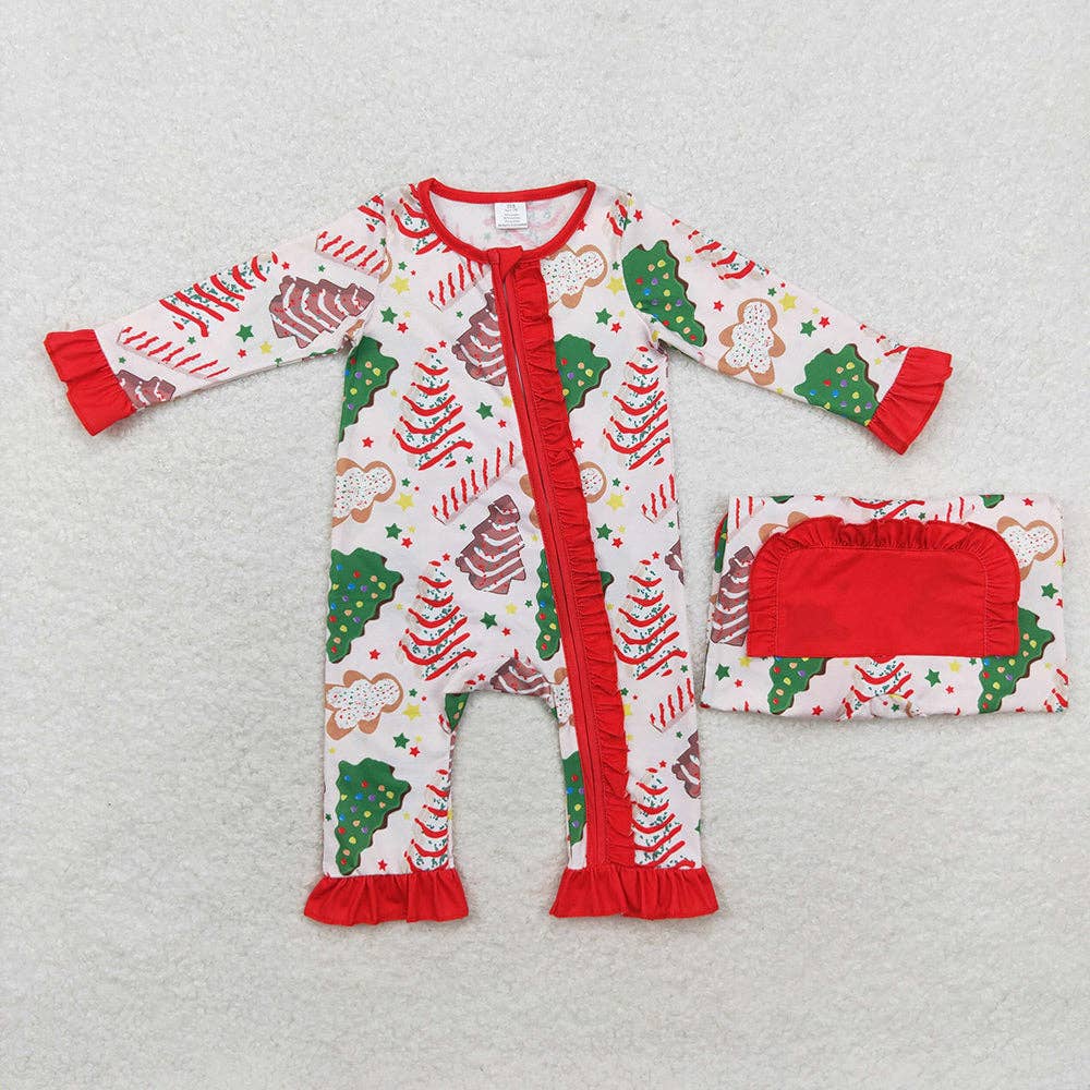 Family Christmas Tree Cake Shirt Pants Bamboo Rompers Pajamas Clothes Sets: 12-18M / Boys Rompers