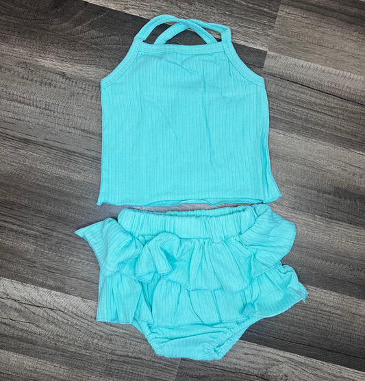 Teal bloomer set 6-12 m