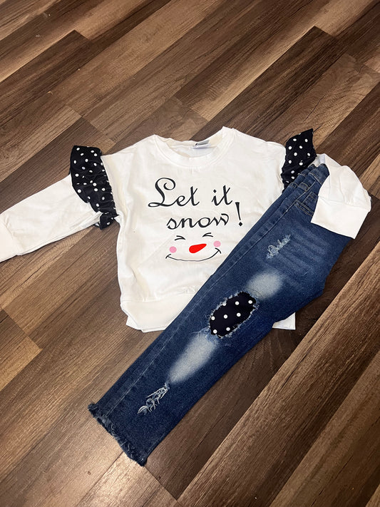 Let it snow ❄️ top and jean set 3t