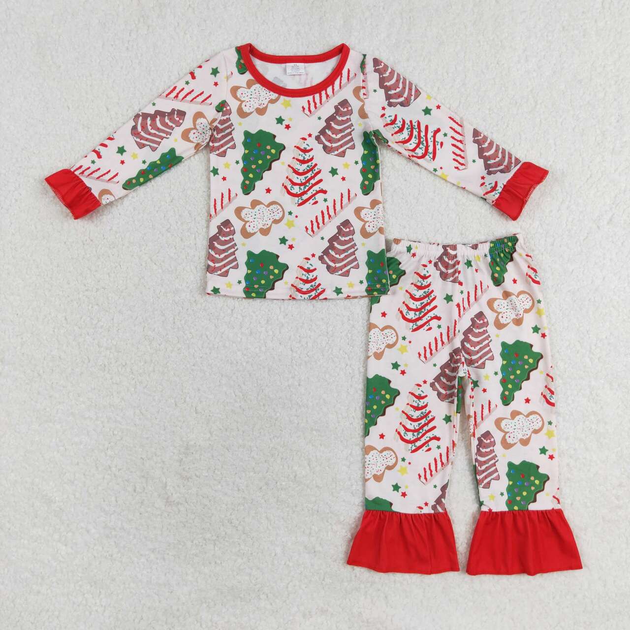 Family Christmas Tree Cake Shirt Pants Bamboo Rompers Pajamas Clothes Sets: 12-18M / Boys Rompers