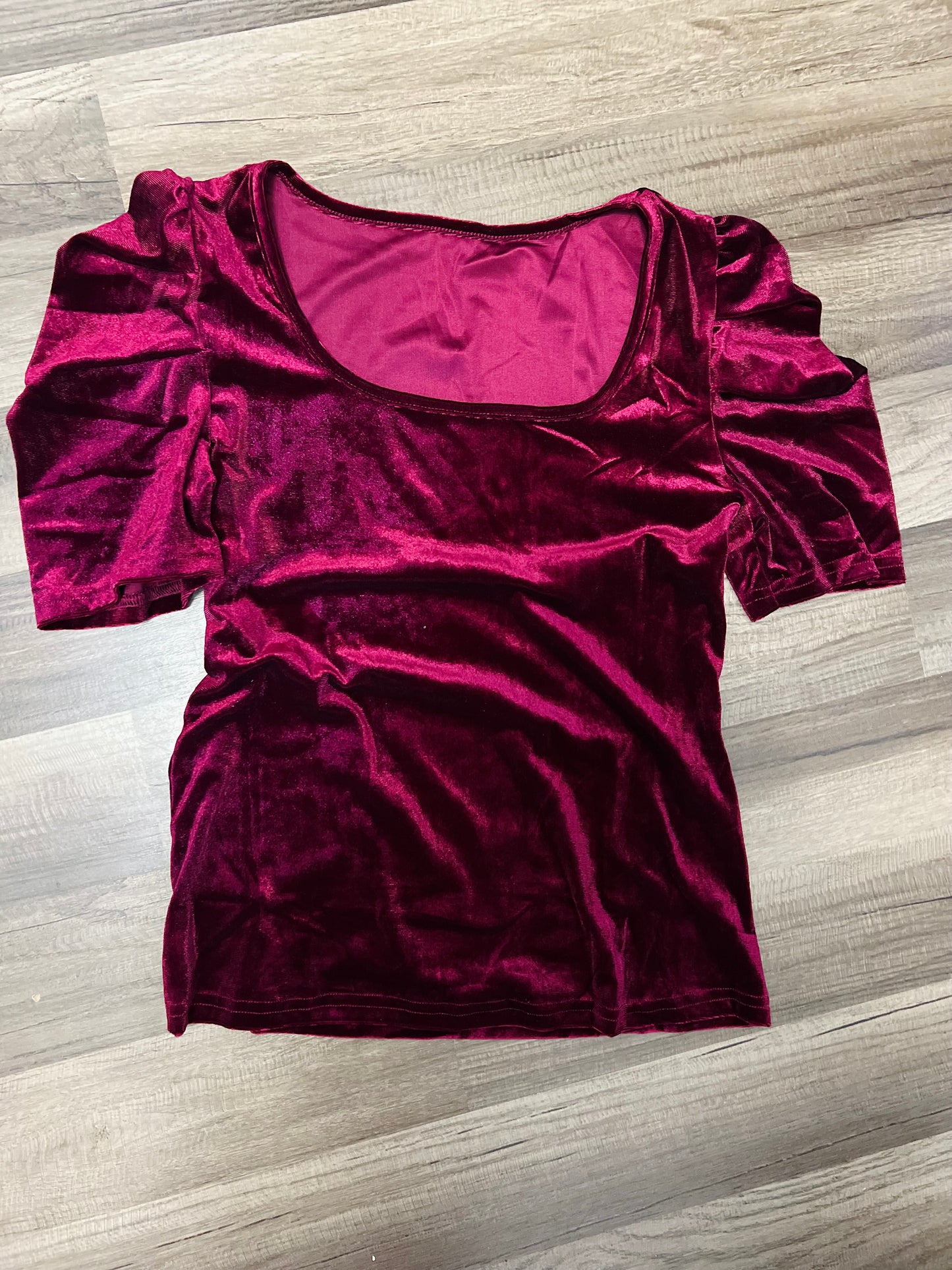 Burgundy Velvet puff sleeve