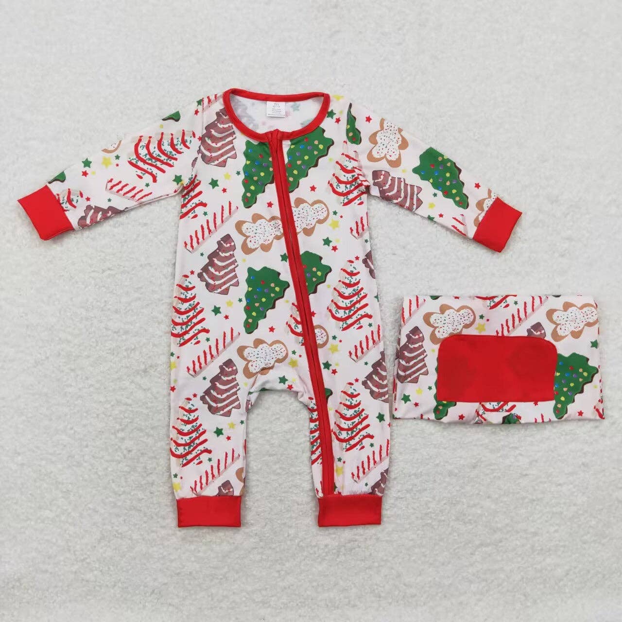 Family Christmas Tree Cake Shirt Pants Bamboo Rompers Pajamas Clothes Sets: 12-18M / Boys Rompers