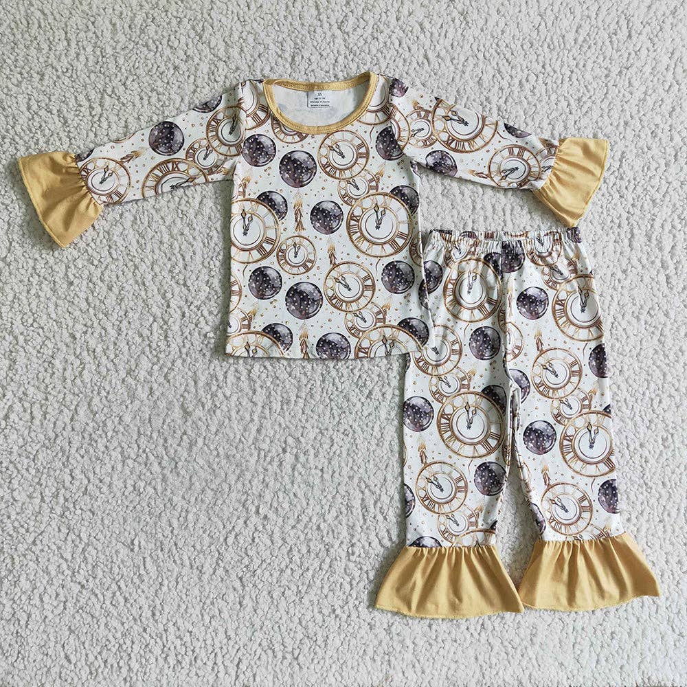 Baby girls New year long sleeve pajamas sets: 3T