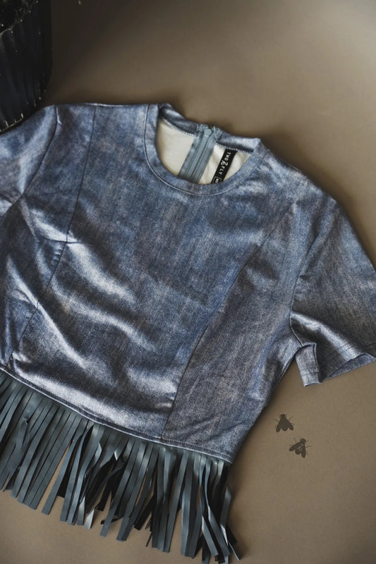 Zippity zap denim top