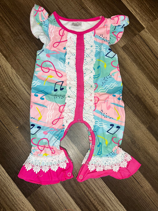 Music 🎼 & lace onesie romper 3-6m