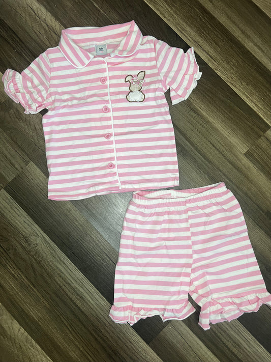 Pink striped bunny pajama set  4t