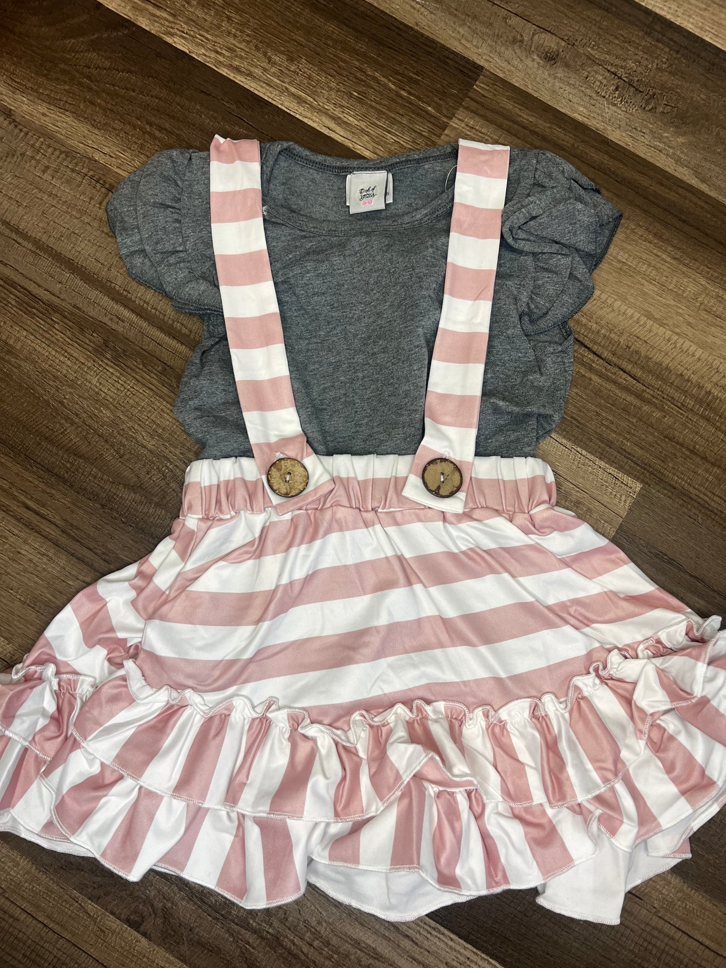 Pink and white striped skirt set 2/3t