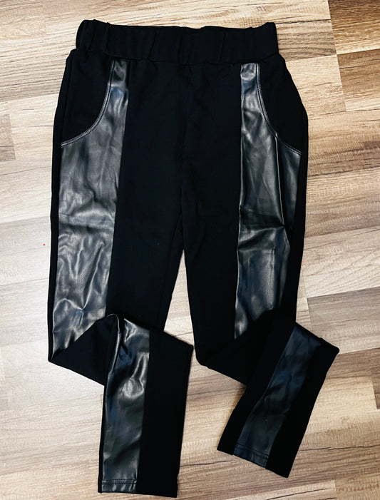 Black Vegan Leather  High Waist Leggings