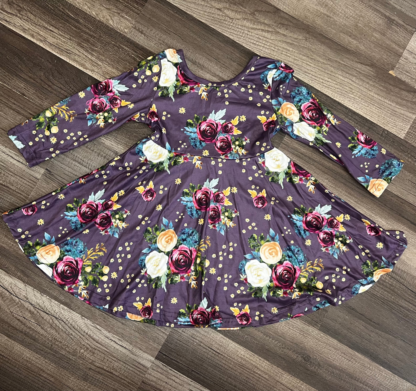 Fall plum floral twirl dress 2t