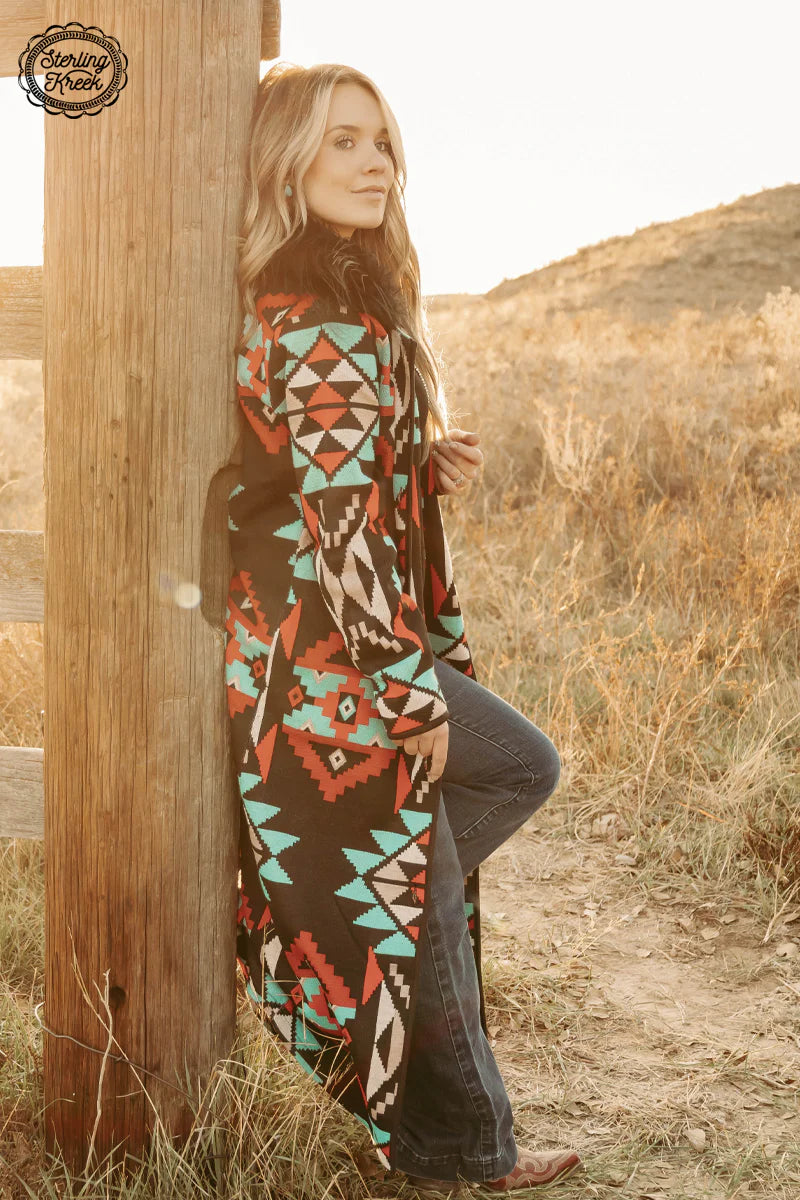 Aztec knit duster