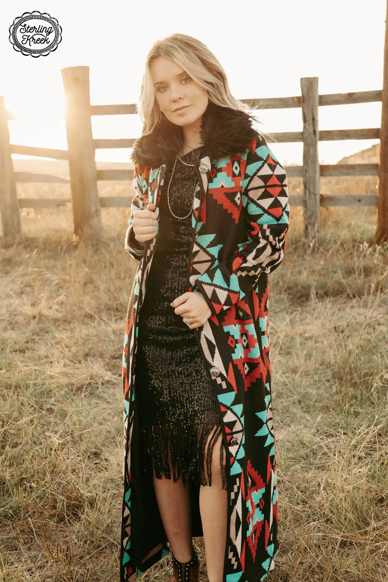 Aztec knit duster