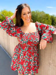 Sabrina smocked bell sleeve dress