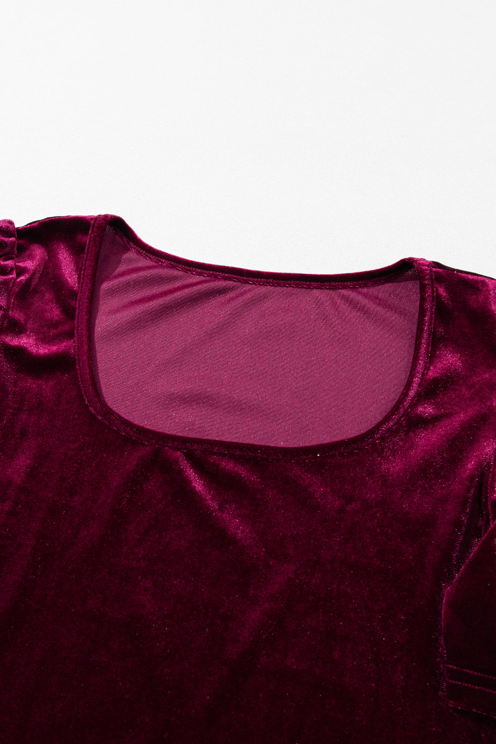 Burgundy Velvet puff sleeve