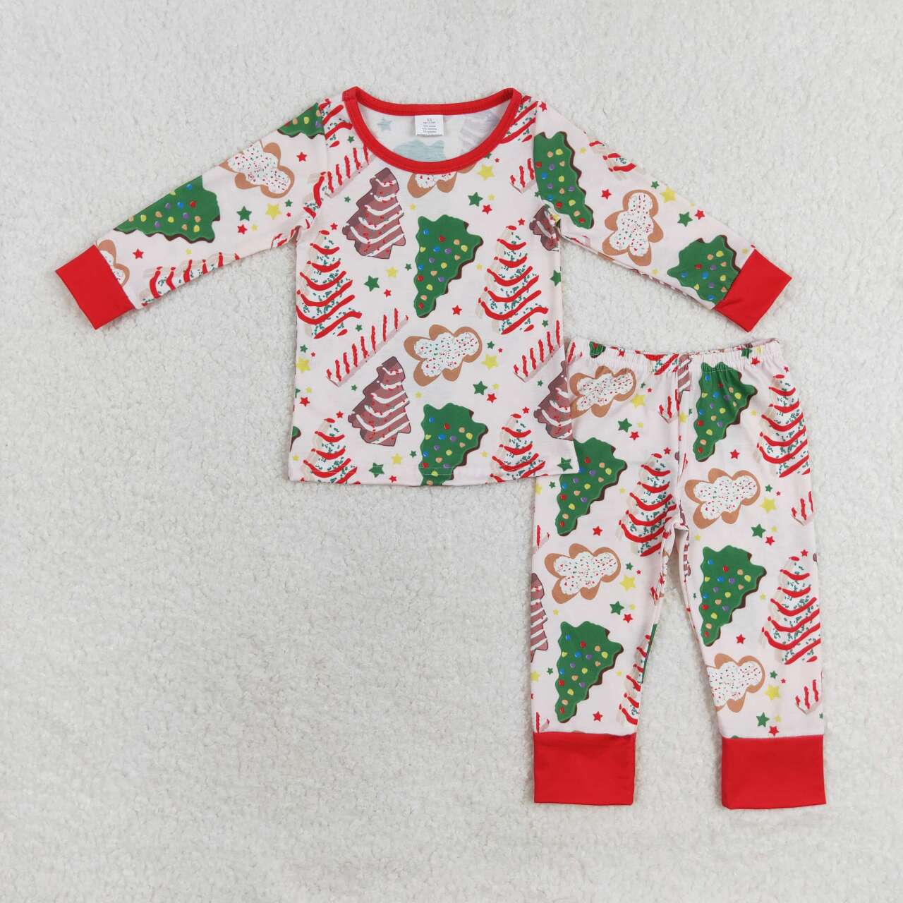 Family Christmas Tree Cake Shirt Pants Bamboo Rompers Pajamas Clothes Sets: 12-18M / Boys Rompers